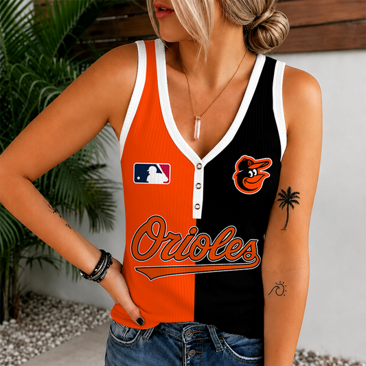 [FLASH SALE] NEW CUSTOMIZED MLB25 BOS BALTIMORE ORIOLES WOMEN'S V-NECK TANK TOP