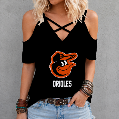 [FLASH SALE] NEW CUSTOMIZED MLB25 BOS BALTIMORE ORIOLES CRISS CROSS V-NECK TOP