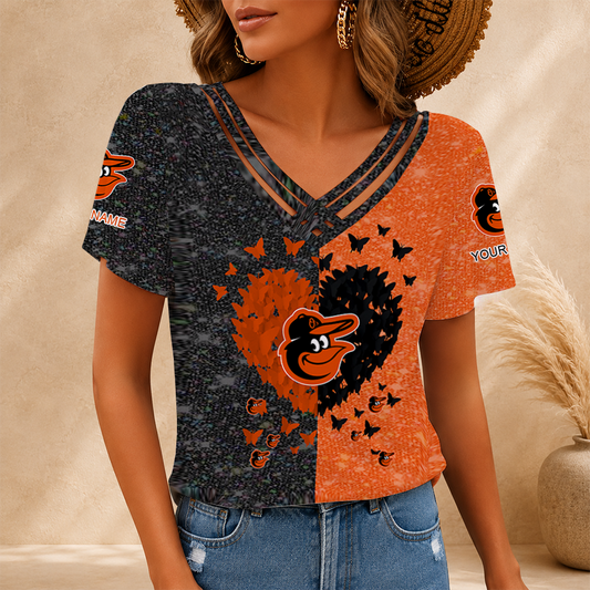 [FLASH SALE] NEW CUSTOMIZED MLB25 BOS BALTIMORE ORIOLES V-NECK SHIRT