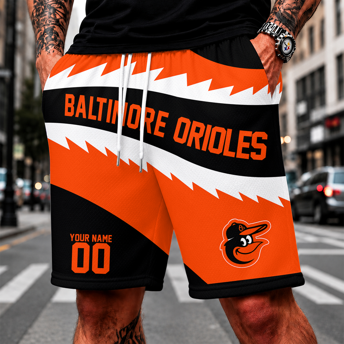 [FLASH SALE] NEW CUSTOMIZED MLB25 BOS BALTIMORE ORIOLES SHORT PANTS