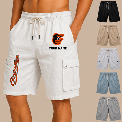 [FLASH SALE] NEW CUSTOMIZED MLB25 BOS BALTIMORE ORIOLES MEN'S DRAWSTRING CARGO SHORTS
