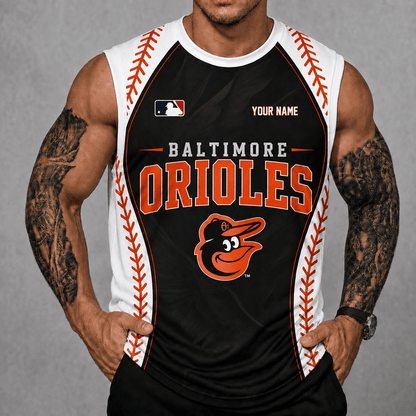 [FLASH SALE] NEW CUSTOMIZED MLB25 BOS BALTIMORE ORIOLES TANK TOP & GYM SHIRT