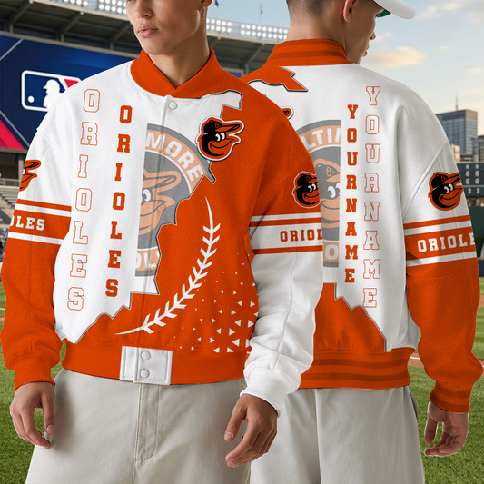 [FLASH SALE] NEW CUSTOMIZED MLB25 BOS BALTIMORE ORIOLES SATIN VARSITY & BASEBALL JACKET