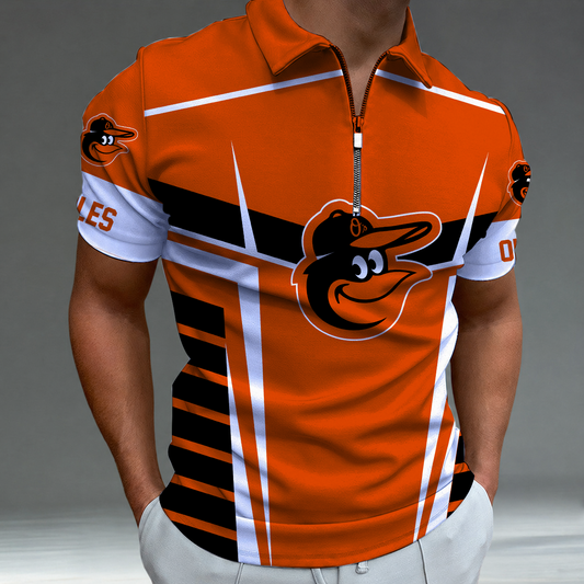 [FLASH SALE] NEW CUSTOMIZED MLB25 BOS BALTIMORE ORIOLES ZIP POLO SHIRT