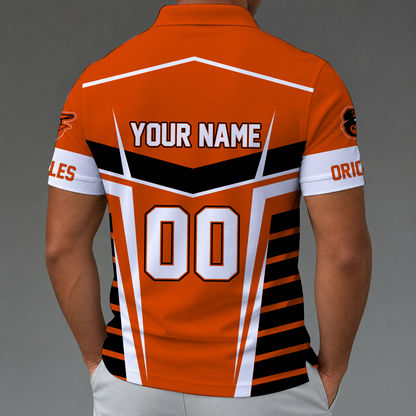 [FLASH SALE] NEW CUSTOMIZED MLB25 BOS BALTIMORE ORIOLES ZIP POLO SHIRT