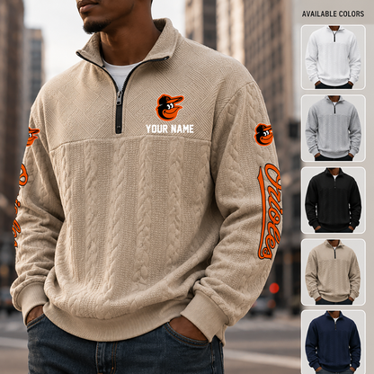 [FLASH SALE] NEW CUSTOMIZED MLB25 BOS BALTIMORE ORIOLES MULTICOLOR QUARTER-ZIP SWEATSHIRT