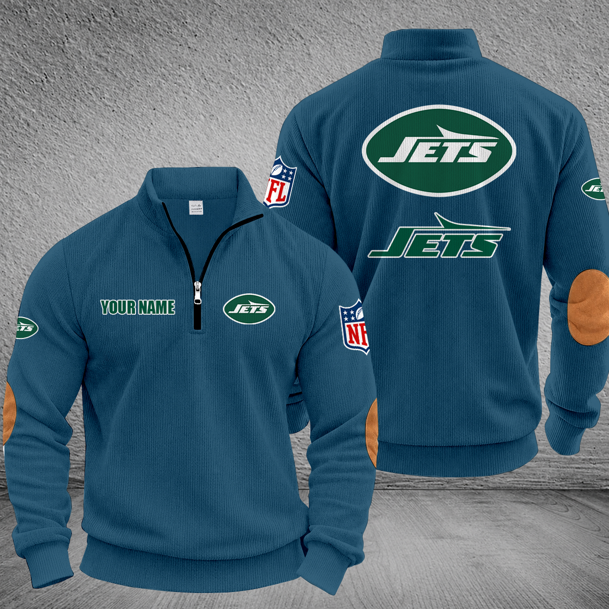 [SPECIAL OFFER] NEW CUSTOMIZED NFL25 NYJ NEW YORK JETS MULTICOLOR STRIPED QUATER ZIP SWEATSHIRT