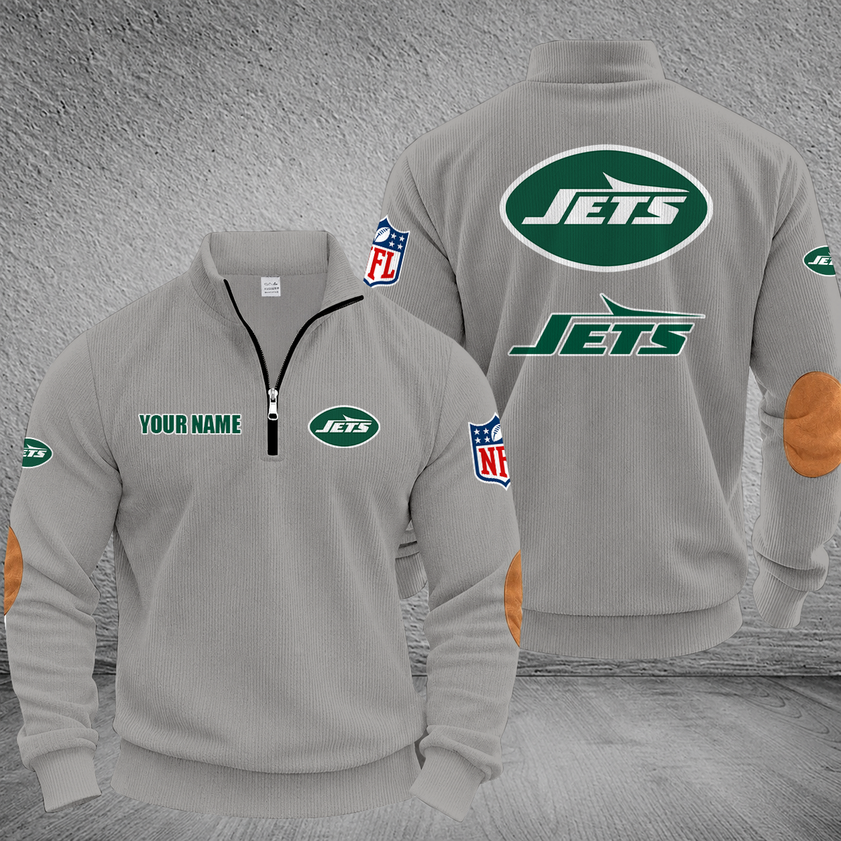 [SPECIAL OFFER] NEW CUSTOMIZED NFL25 NYJ NEW YORK JETS MULTICOLOR STRIPED QUATER ZIP SWEATSHIRT