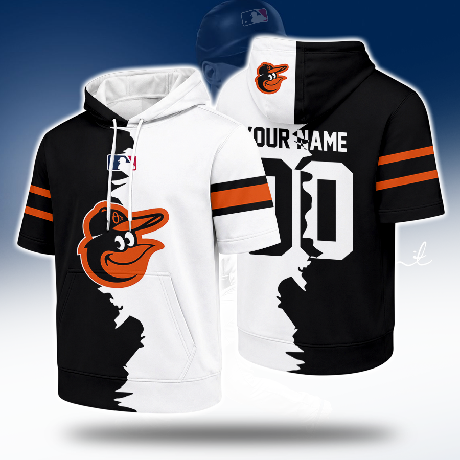 [FLASH SALE] NEW CUSTOMIZED MLB25 BOS BALTIMORE ORIOLES SHORT SLEEVE HOODIE