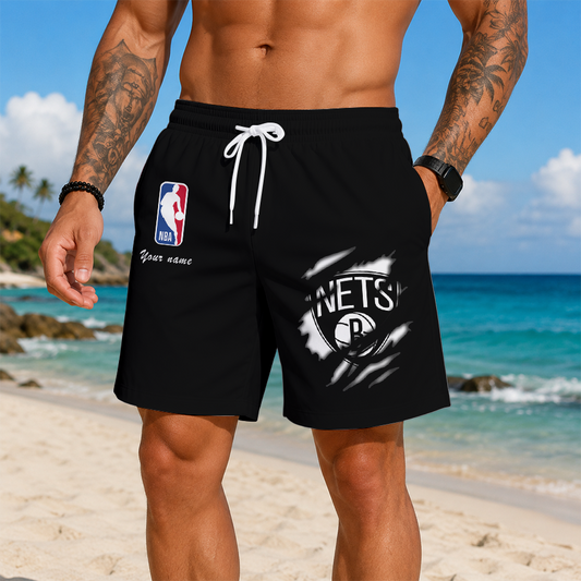 [HOT DEAL] NEW CUSTOMIZED NBA25 BNE BROOKLYN NETS SHORT PANTS