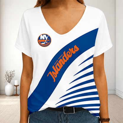 [SUPER SALE] NEW CUSTOMIZED NHL25 NYI NEW YORK ISLANDERS V-NECK FEMALE SHIRT