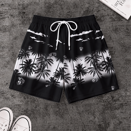 [HOT DEAL] NEW CUSTOMIZED NBA25 BNE BROOKLYN NETS SHORT PANTS