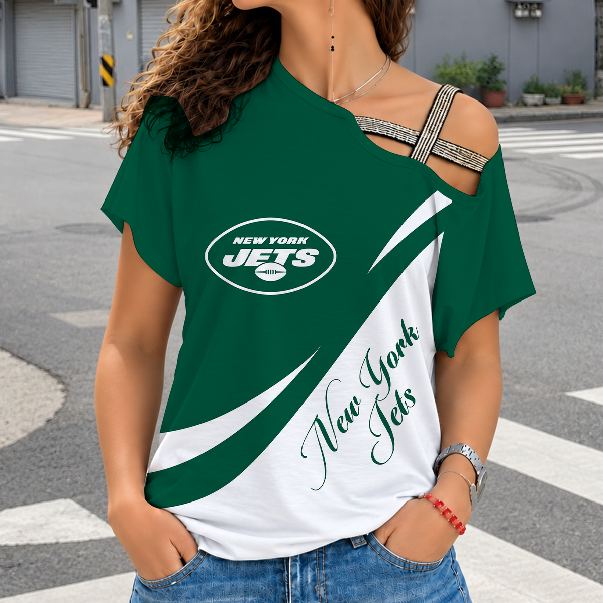 [SPECIAL OFFER] NEW CUSTOMIZED NFL25 NYJ NEW YORK JETS SHOULDER SHIRT