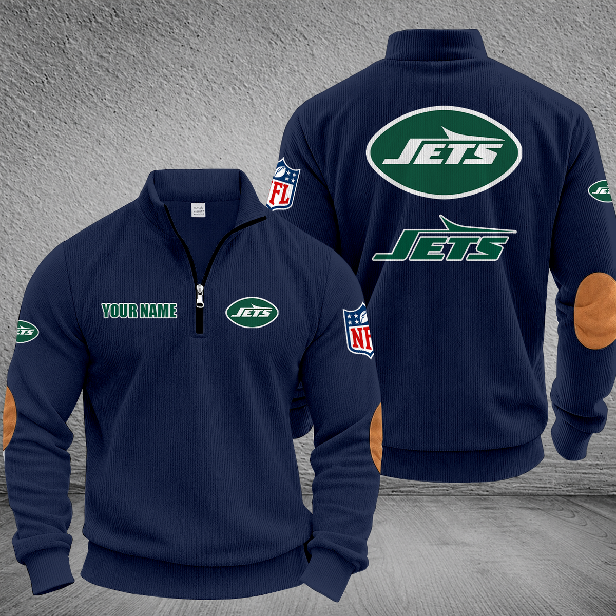 [SPECIAL OFFER] NEW CUSTOMIZED NFL25 NYJ NEW YORK JETS MULTICOLOR STRIPED QUATER ZIP SWEATSHIRT