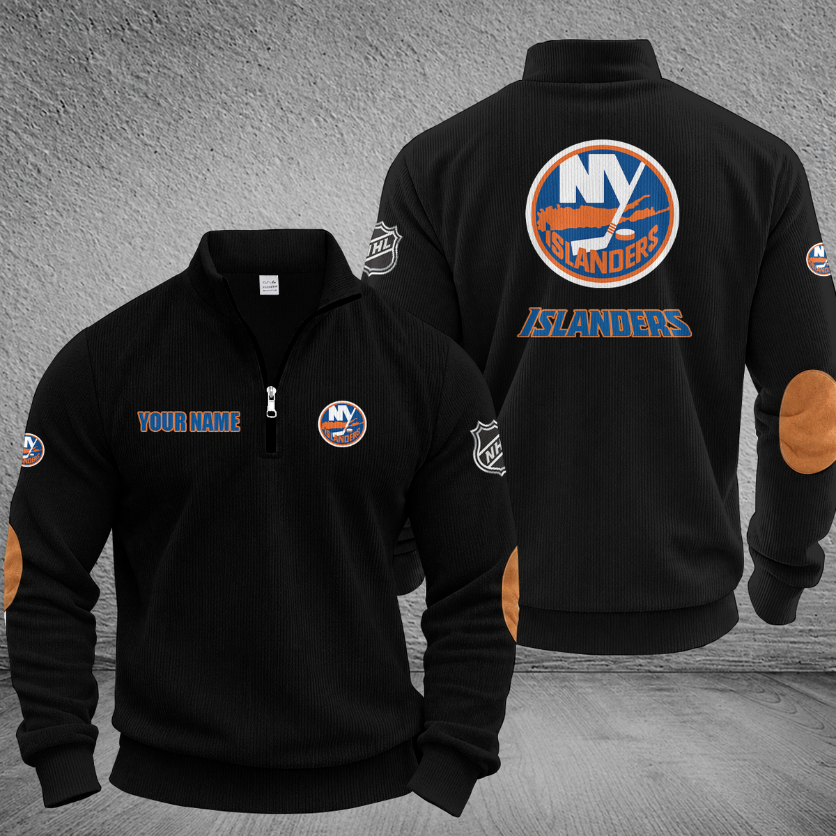 [SUPER SALE] NEW CUSTOMIZED NHL25 NYI NEW YORK ISLANDERS MULTICOLOR STRIPED QUATER ZIP SWEATSHIRT