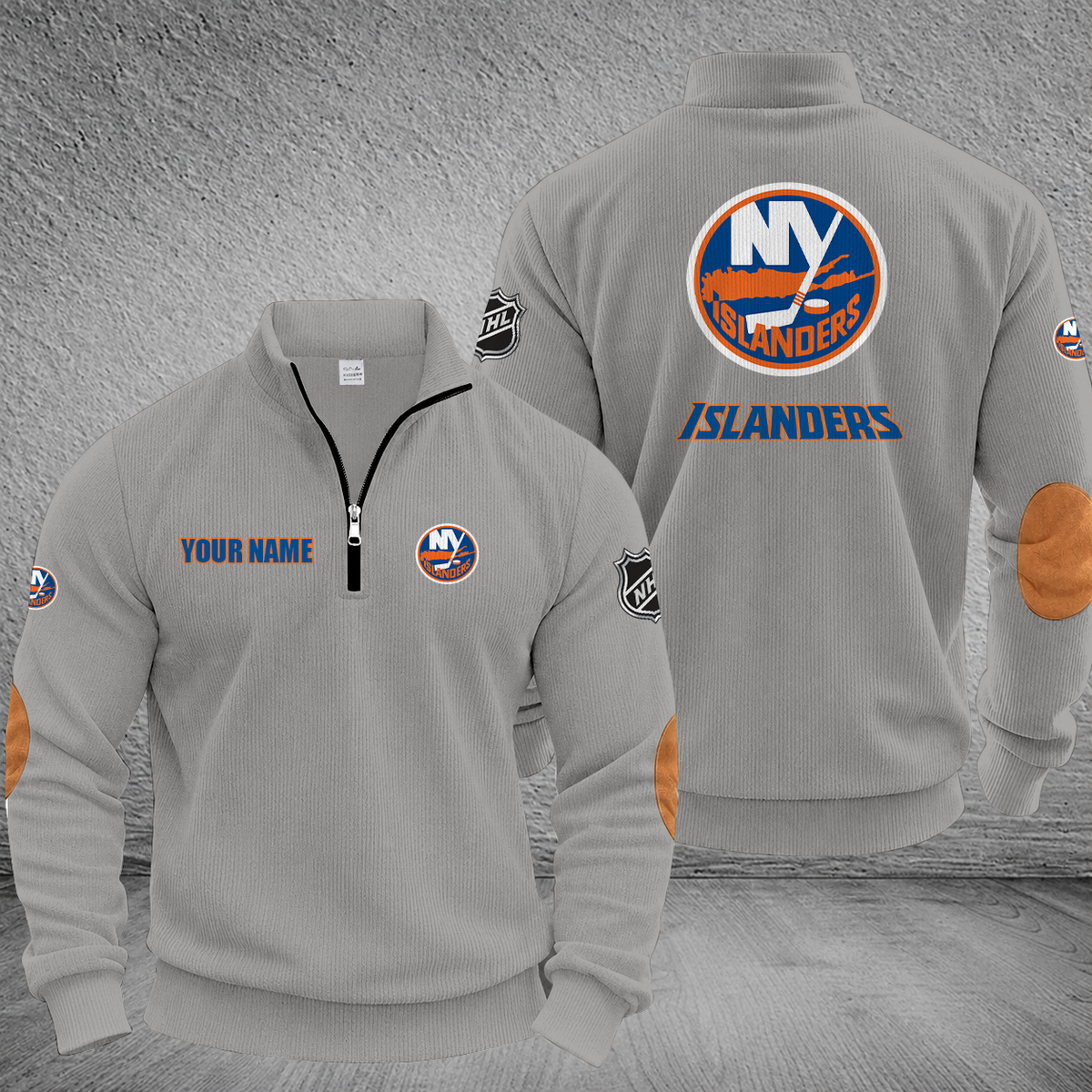 [SUPER SALE] NEW CUSTOMIZED NHL25 NYI NEW YORK ISLANDERS MULTICOLOR STRIPED QUATER ZIP SWEATSHIRT