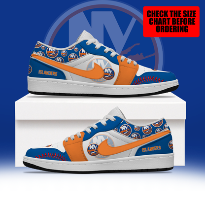 [SUPER SALE] NEW CUSTOMIZED NHL25 NYI NEW YORK ISLANDERS AIR JORDAN LOW SHOES