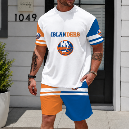 [SUPER SALE] NEW CUSTOMIZED NHL25 NYI NEW YORK ISLANDERS UNISEX T-SHIRT & SHORTS SET