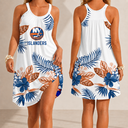 [SUPER SALE] NEW CUSTOMIZED NHL25 NYI NEW YORK ISLANDERS CAMISOLE DRESS