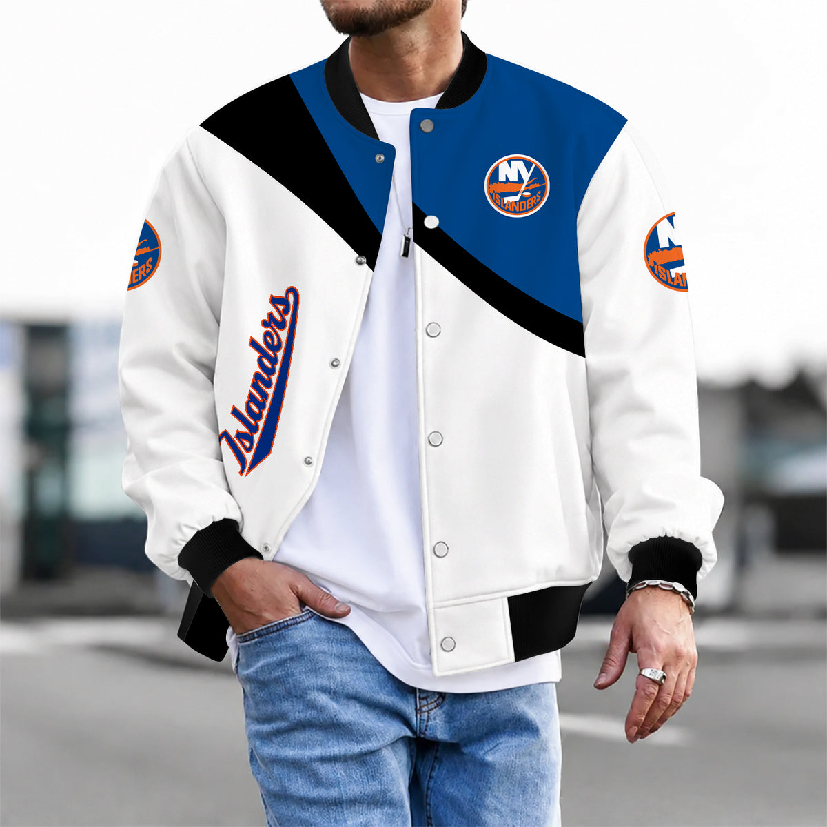 [SUPER SALE] NEW CUSTOMIZED NHL25 NYI NEW YORK ISLANDERS SATIN VARSITY JACKET & BASEBALL JACKET