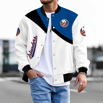 [SUPER SALE] NEW CUSTOMIZED NHL25 NYI NEW YORK ISLANDERS SATIN VARSITY JACKET & BASEBALL JACKET