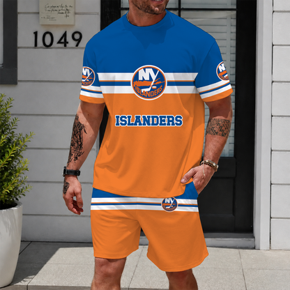 [SUPER SALE] NEW CUSTOMIZED NHL25 NYI NEW YORK ISLANDERS UNISEX T-SHIRT & SHORTS SET