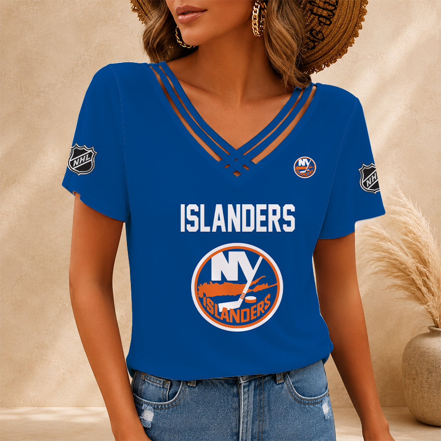 [SUPER SALE] NEW CUSTOMIZED NHL25 NYI NEW YORK ISLANDERS V-NECK SHIRT