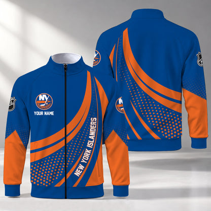 [SUPER SALE] NEW CUSTOMIZED NHL25 NYI NEW YORK ISLANDERS STAND COLLAR JACKET