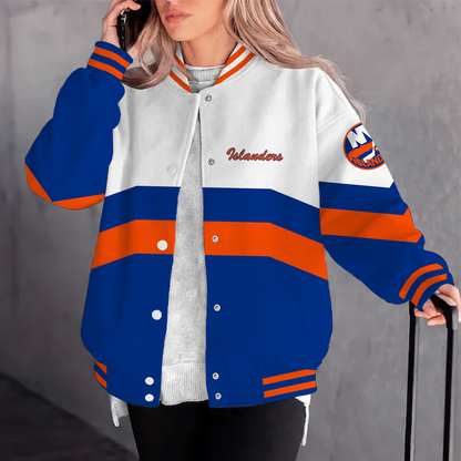 [SUPER SALE] NEW CUSTOMIZED NHL25 NYI NEW YORK ISLANDERS SATIN VARSITY JACKET & BASEBALL JACKET