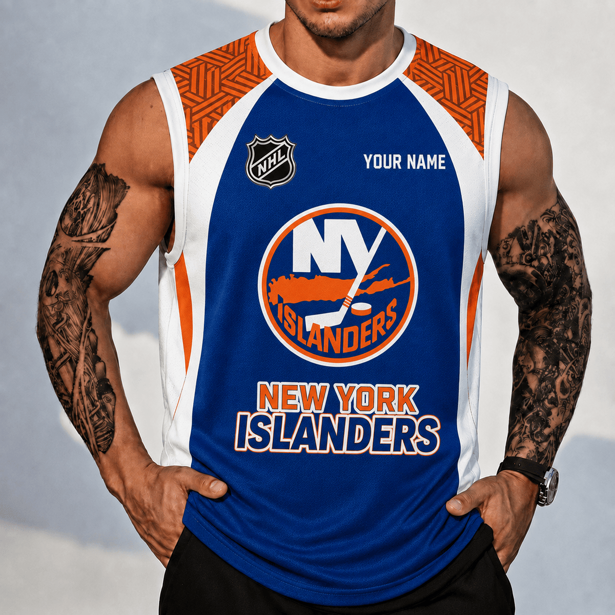 [SUPER SALE] NEW CUSTOMIZED NHL25 NYI NEW YORK ISLANDERS TANK TOP & GYM SHIRT