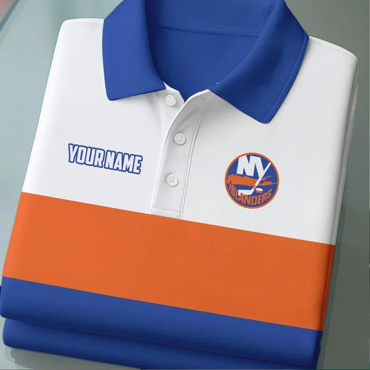 [SUPER SALE] NEW CUSTOMIZED NHL25 NYI NEW YORK ISLANDERS POLO SHIRT