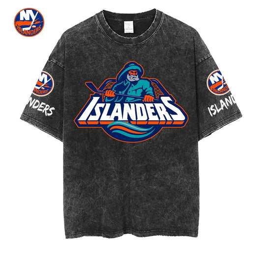 [SUPER SALE] NEW CUSTOMIZED NHL25 NYI NEW YORK ISLANDERS MULTICOLOR WASHED TEE