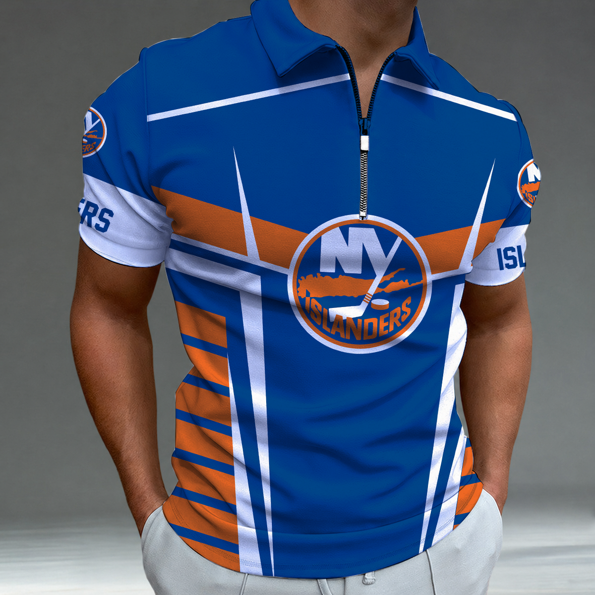 [SUPER SALE] NEW CUSTOMIZED NHL25 NYI NEW YORK ISLANDERS POLO SHIRT