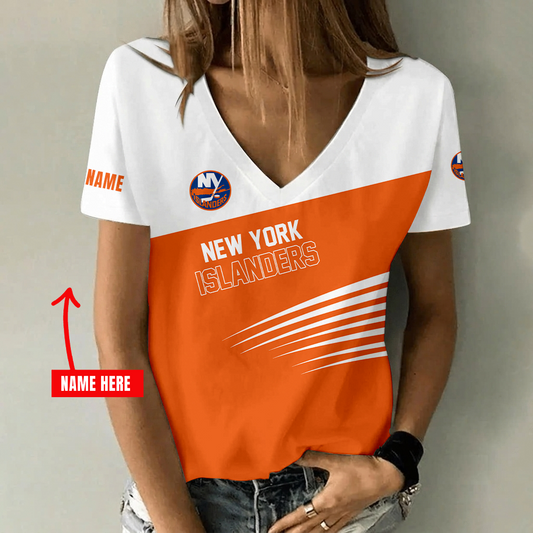 [SUPER SALE] NEW CUSTOMIZED NHL25 NYI NEW YORK ISLANDERS V-NECK FEMALE SHIRT