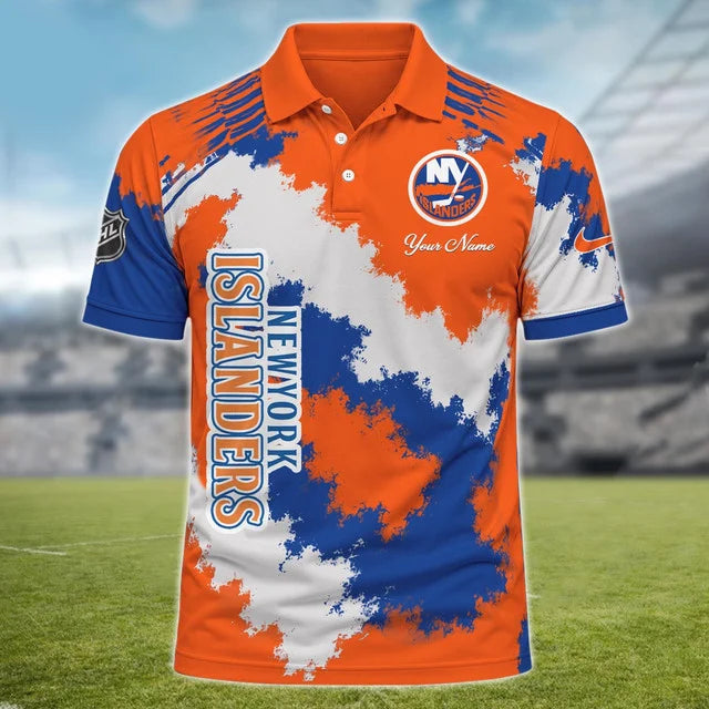[SUPER SALE] NEW CUSTOMIZED NHL25 NYI NEW YORK ISLANDERS POLO SHIRT