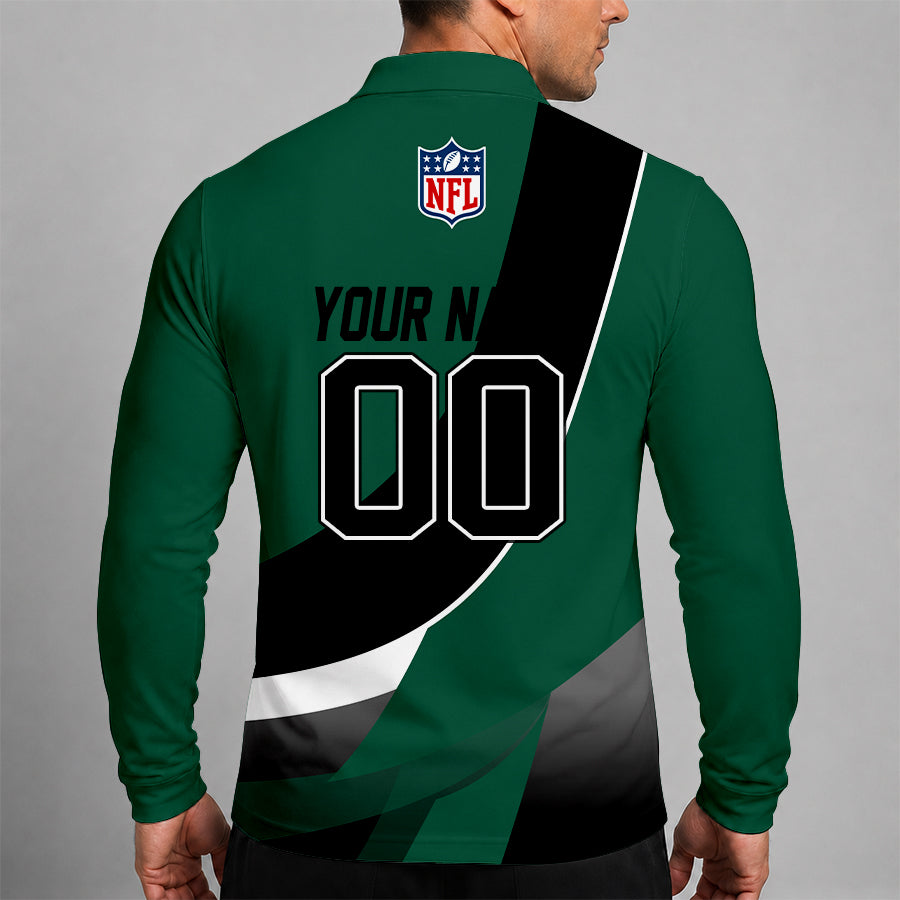 [SPECIAL OFFER] NEW CUSTOMIZED NFL25 NYJ NEW YORK JETS LONG SLEEVE POLO SHIRT