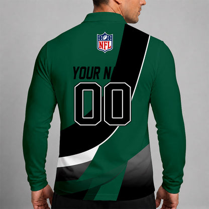 [SPECIAL OFFER] NEW CUSTOMIZED NFL25 NYJ NEW YORK JETS LONG SLEEVE POLO SHIRT