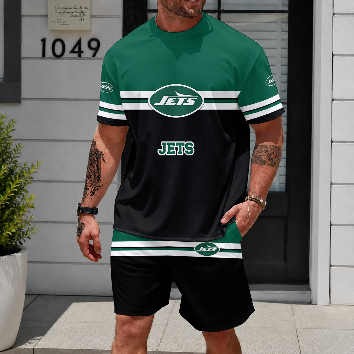 [SPECIAL OFFER] NEWCUSTOMIZED NFL25 NYJ NEW YORK JETS UNISEX T-SHIRT & SHORTS SET