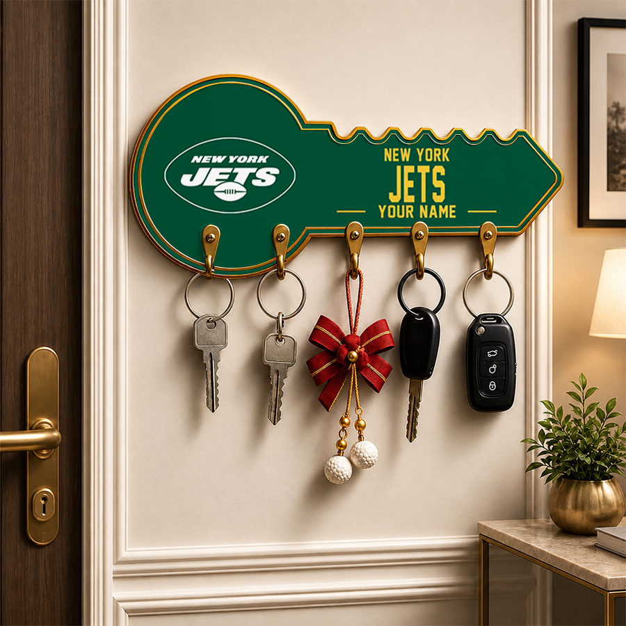 [SPECIAL OFFER] NEW CUSTOMIZED NFL25 NYJ NEW YORK JETS WALL KEY HOLDER FOR HOME
