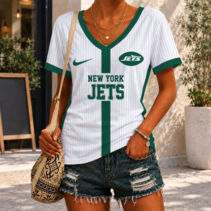 [SPECIAL OFFER] NEW CUSTOMIZED NFL25 NYJ NEW YORK JETS V-NECK FEMALE SHIRT