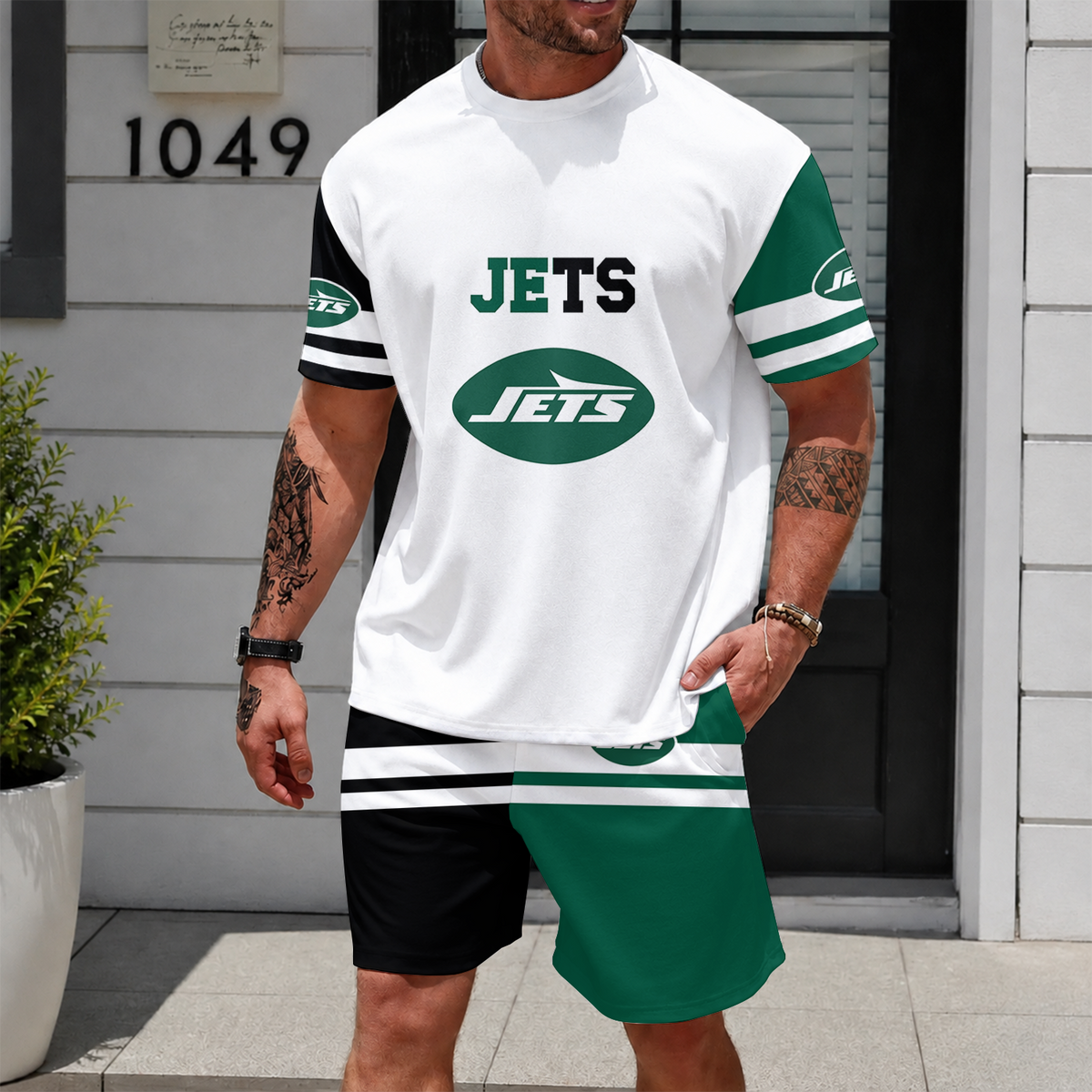 [SPECIAL OFFER] NEWCUSTOMIZED NFL25 NYJ NEW YORK JETS UNISEX T-SHIRT & SHORTS SET