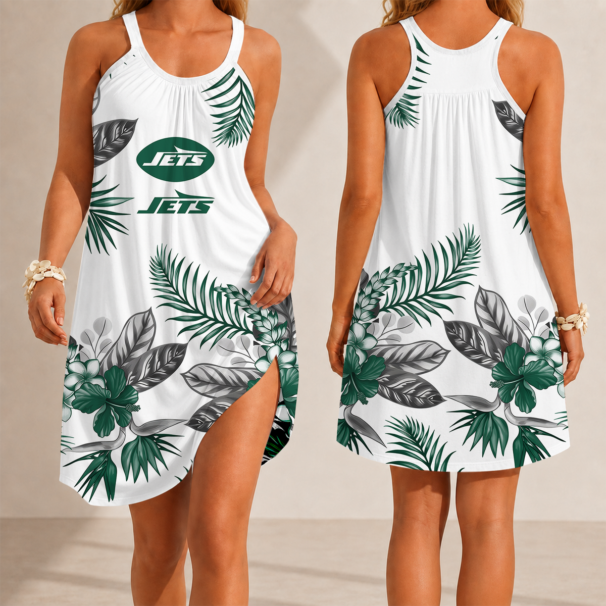 [SPECIAL OFFER] NEW CUSTOMIZED NFL25 NYJ NEW YORK JETS CAMISOLE DRESS