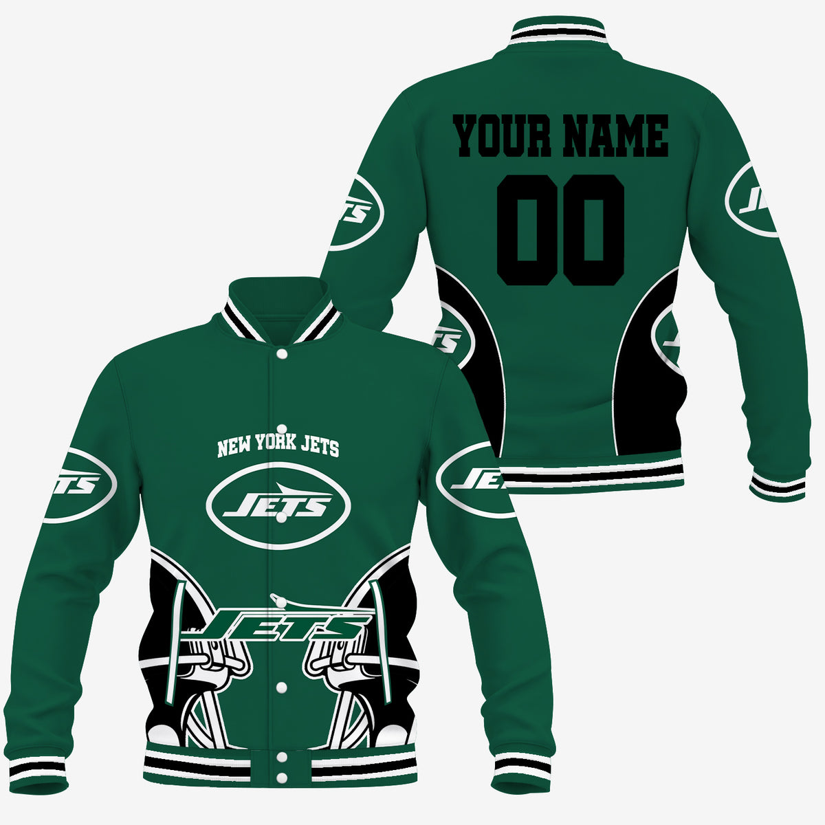 [SPECIAL OFFER] NEW CUSTOMIZED NFL25 NYJ NEW YORK JETS SATIN VARSITY & BASEBALL JACKET