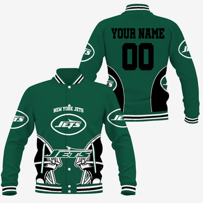 [SPECIAL OFFER] NEW CUSTOMIZED NFL25 NYJ NEW YORK JETS SATIN VARSITY & BASEBALL JACKET