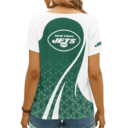 [SPECIAL OFFER] NEW CUSTOMIZED NFL25 NYJ NEW YORK JETS V-NECK FEMALE SHIRT
