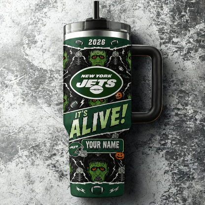 [SPECIAL OFFER] NEW CUSTOMIZED NFL25 NYJ NEW YORK JETS HALLOWEEN  40OZ TUMBLER