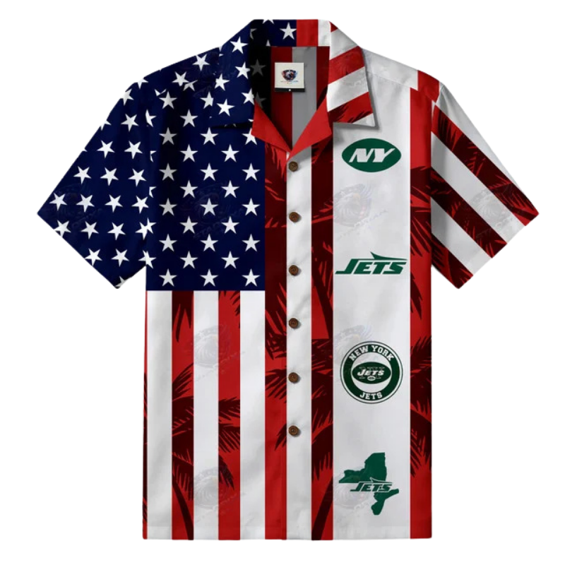 LIMITED EDITION - NEW CUSTOMIZED NFL25 NYJ NEW YORK JETS PATRIOTIC 250 USA HAWAIIAN SHIRT