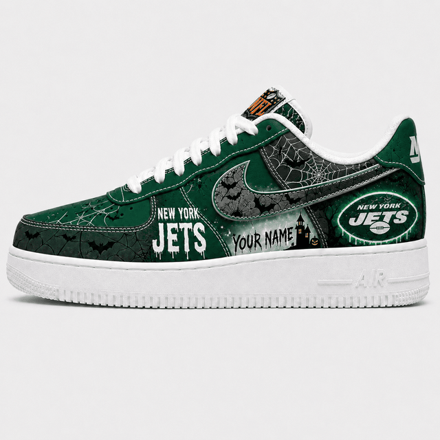 [SPECIAL OFFER] NEW CUSTOMIZED NFL25 NYJ NEW YORK JETS HALLOWEEN AF1 SHOES
