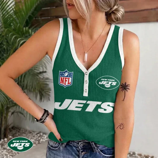 [SPECIAL OFFER] NEW CUSTOMIZED NFL25 NYJ NEW YORK JETS WOMEN'S V-NECK TANK TOP