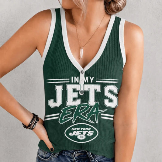 [SPECIAL OFFER] NEW CUSTOMIZED NFL25 NYJ NEW YORK JETS WOMEN'S V-NECK TANK TOP